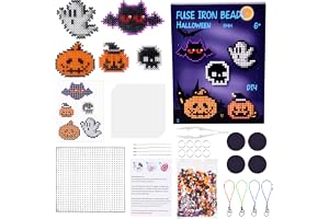 Giugio Bygelpärlmallset, 5 mm stickpärlor halloween strykpärlor, set med 5 plattor, fladdermöss, spöke, pumpor mönster, kreat