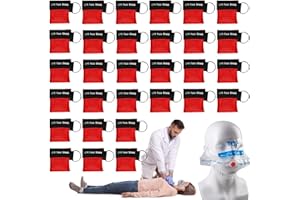 GBKDQQ 30 Stück Beatmungsmaske Schlüsselanhänger: CPR Maske, Beatmungstuch Mit Rückschlagventil Atmen Barriere, Taschenmaske für Erste Hilfe oder AED Training (Rot)