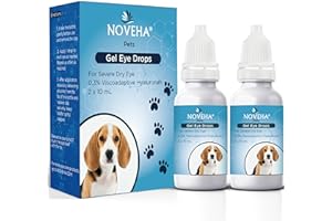 NOVEHA Pet Gel Eye Drops with 0.3% Viscoadaptive Hyaluronan | Eye Solution for Severe Dry Eyes - Long Lasting Hydration, Reduces Nuisance, Swelling & Dryness - Eye Lube for Dogs and Cats (2x10mL)