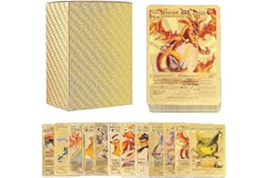 BYJC Deutsche Version 110 Stück Exklusive Goldfolienkarten für Pokemon VMAX/V/EX/GX Keine Wiederholung Sammelkarten mit Deck Box (Nicht original)
