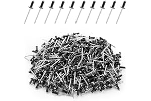 HonQiShiMY 300 PezziRivetti Alluminio 4x10mm, rivetti pop rivetti aperti, Rivetti Ciechi in Alluminio, kit assortimento di rivetti pop, Legno, Plastica, Fai Da Te (Nero)