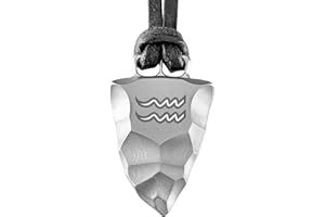 Element of Gods Titan Thumb Wedge Zodiac Sign Aquarius Pendant with Leather Cord in Black, Leather