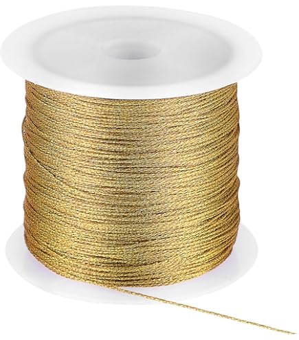 Cheriswelry 4 Rolls 1mm Braided Polyester Cord - Gold Metallic Jewelry String For Knotting DIY Crafts - View #6