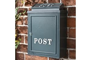BLACK COUNTRY METAL WORKS Grey "Oxford" Wall Mounted Post Box with Silver Text