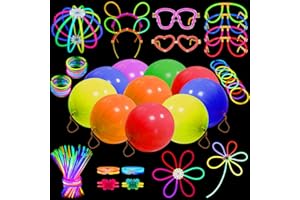 MOSSNDAR Premium 100 Glow Sticks,238pcs Glow Sticks Party Pack with Balloons and Neon Accessories,Glow in the Dark Sticks for Kids Adult Party Supplies,Party Bag Fillers for Festival Birthday Wedding