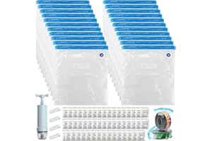 NINGYER 22 Pièces Sac Sous Vide Filament 3D, Sac Bobine 3D, Sac Bobine 3D, Contient 50 Cartes D'affichage de l'humidité, 4 Clips D'étanchéité et 1 Pompe Manuelle