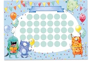 Papierdrachen Belohnungstafel Set für Kinder als Abreißblock 10 Blatt - Motivierendes Konzept als Erziehungshilfe - mit tollen Stickern für Jungs und Mädchen - Motiv Monster blanko Set 16