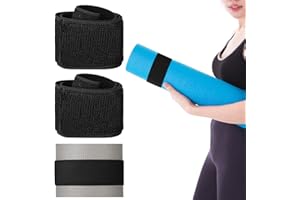 Honoson Nylon-Yogamatten-Gurt, dehnbar, strapazierfähig, Bungee-Gurte, verstellbarer Tragegurt für Übungen, Workout, Pilates, Yogamatte, Aufbewahrung, Fitnessstudio, Schwarz, 4 Stück