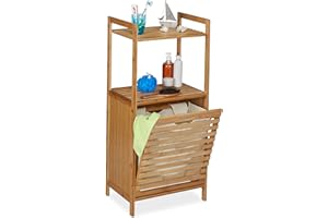 Relaxdays Mobile Portabiancheria, Mobiletto Bagno in Bambù con Cesta per Biancheria, HLP 100 x 45,5 x 33,5 cm, naturale