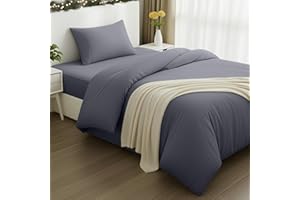 Utopia Bedding 3 Piece Single Bedding Set - Duvet Cover, Fitted Sheet with Pillow case - Soft Brushed Microfiber (Grey)