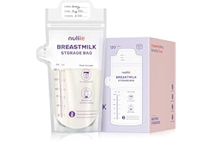 Nuliie bolsas de almacenamiento de leche materna con detección de temperatura de 180 ml, Paquete de 120 Bolsas Congelar Leche Materna Sin BPA y Bolsa Independiente. Ahorra espacio