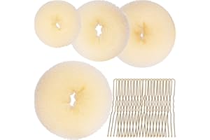 Teenitor Hair Bun Shaper Set, 4 Size Beige Donut Bun Maker + 20 Golden Bobby Pins for Blonde, Chignon Bun Maker Hair Ring Style Accessories for Dancer Ballet Girls Extra-large, Large, Medium, Small
