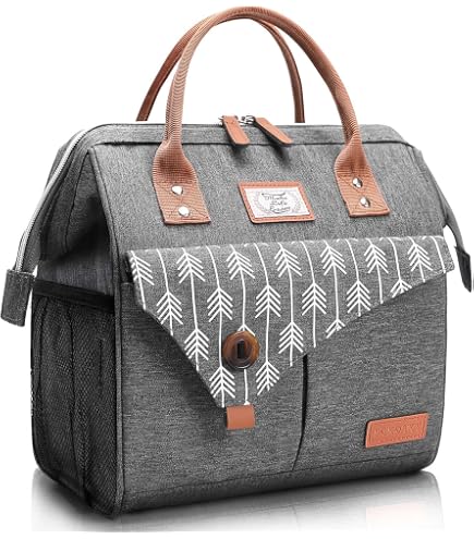 Linkidea Insulated Lunch Bag For Women - White Seersucker Tote With Hand Strap, Fits Bentgo Boxes - View #11