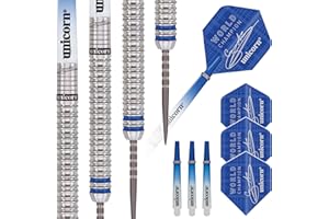 Unicorn Steel Tip Darts Set | Gary 'The Flying Scotsman' Anderson Phase 3, 5, 6 World Champion | 90% Natural Tungsten Barrels with Blue Accents | Presentation Packaging | 21g, 22g, 23g, 24g, 25g, 27g