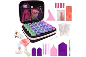 Yuragim 5D Diamond Painting Zubehör Boxen, Diamant Painting Aufbewahrungsbox, Diamond Painting Organizer Werkzeug Set für Bilder Steine Samen Schmuck Strass Perlen DIY Handwerk Als Geschenk, Rosa