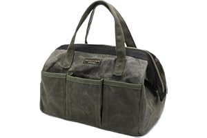 DENIFITER 13-Zoll-Werkzeugtasche, wasserdichte Hochleistungs-Weithals-Werkzeugtasche, Werkzeugtasche mit Griff für Werkzeuge, Schraubenschlüssel, Schraubendreher (13 x 7,8 x 9 Zoll) | Armeegrün