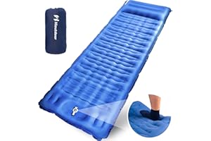 Hioutdoor Materassino autogonfiabile da campeggio, 12 cm, ispessito, ultraleggero, gonfiabile, per esterni, con pompa a pressione, per viaggi, escursioni, impermeabile, zaino blu