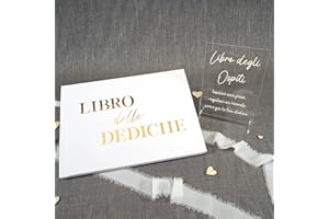 PHOTOCITY Libro degli Ospiti con Targa in plexiglass, Libro degli Ospiti con Pagine Bianche, Libro delle dediche 30x20 cm 50 Fogli Bianchi (Libro delle dediche Oro, Italiano)