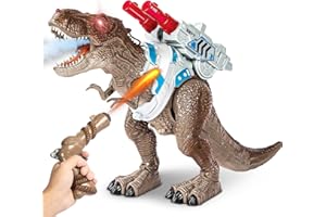 Smalody Juguete de Dinosaurio con Control Remoto - Juguetes Animales T-Rex Dragón Gadget con función de Aerosol y Sonidos para niños Educativos Cumpleaños Niños Niñas