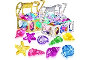YEAMLTE Gemme Pirata Set, Gemme Colorate Giocattoli Subacquei, Giocattoli per Immersioni con Gemme, 36 Pietre Colorate con 2 Forziere Pirati per Feste In Piscina, Giochi in Spiaggia, Cacce al Tesoro (A)