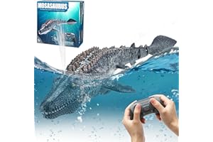 DAWRIS Mosasaurus Ferngesteuertes Boot 2.4GHz Wasserdicht U Boot Ferngesteuert für Kinder ab 6, RC Uboot Ferngesteuert mit LEDLicht & Sprühnebel Dual Propeller Spielzeug für Pool Pond Badezimme