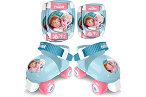 Combo Patins 4 Roues + GENOUILLERES COUDIERES LA Reine des NEIGES 2, 23-27, Blue & White