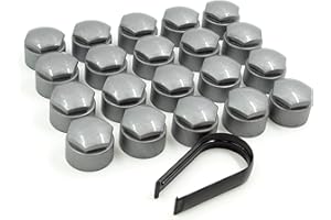 Partsdealers Runde Radmutterabdeckungen GEMACHT FÜR Audi A1, A3, A4, A5, A6, A7, A8, TT, Q3, Q5, Q7, MK2, Q8, 17 mm (Legierung, Grau)