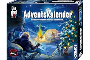 Kosmos 632533 Die DREI ??? Adventskalender 2023, Löse die 24 spannenden Rätsel um das mysteriöse Schneemonster, Spielzeug- un