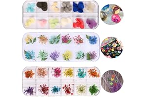 LANFLY 3 Boxes Real Dried Pressed Flowers Natural Dry Flower Leaves for Resin Moulds for DIY Art Craft Jewelry Pendant Candle Soap Phone Case Scrapbook Decoration Making Kit Nail Stickers Floral Decors