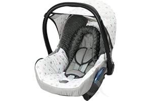 OLOBABY Replacement Seat Cover fits Maxi-COSI CabrioFix Group 0+ Infant Carrier Full Set Cotton (drk Grey/Pink Grey SM Star)