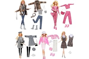 CARREUTY 17 piezas de ropa y accesorios para muñecas de 11,5 pulgadas, ropa de muñeca nueva 5 patas de gallo trajes de moda con chaqueta y falda 5 pares de zapatos 4 bolsillos 2 sombreros 1 bufanda para niñas