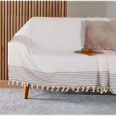 Bumedo Buldan İşi Kaymaz Pamuklu Koltuk &Ouml;rt&uuml;s&uuml; 170x210 Cm Koltuk Şalı &Ccedil;ekyat Kanepe &Ouml;rt&uuml;s&uuml; (Kreme Gri)