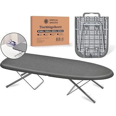 Planche à Repasser Byinone 4 Pieds Réglable - Housse Coton 110x34cm - Légère Et Pliable