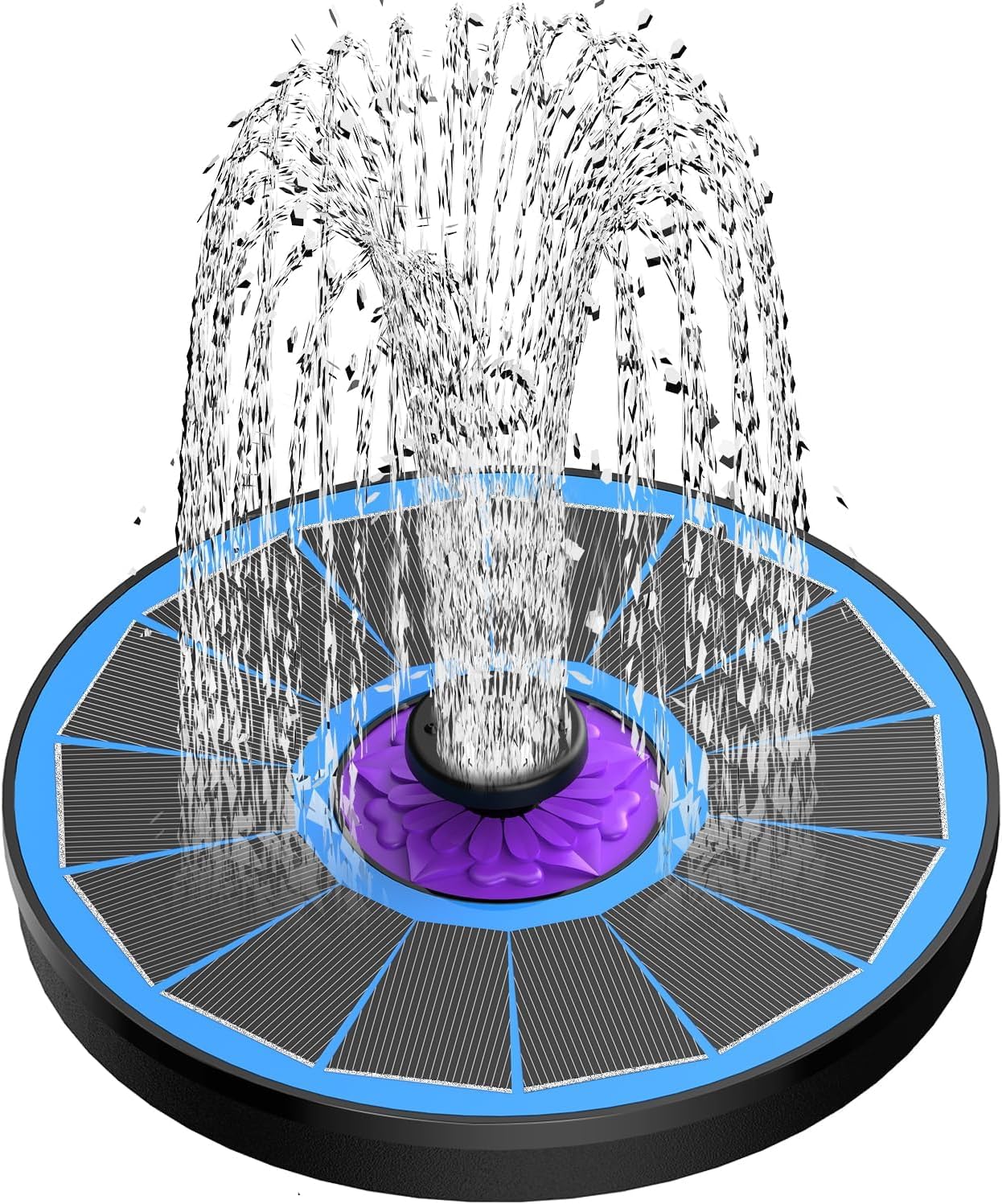 SZMP Solar Fountain 3.5W Bird Bath Fountains with Flower Upgraded Glass Panel, Solar Powered Water Fountain with 7 Nozzle & 4 Fixer, Solar Fountain Pump for Bird Bath, Garden, Pond, Pool