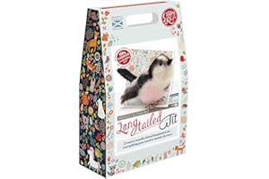THE CRAFTY KIT CO British Birds Long Tailed Tit Needle Felting Kit Containing 100% wool, Felting Needles, High Density Felting Sponge, Pipe Cleaners, Wire, Nylon, Glass Eyes and Clear Colour Instructions