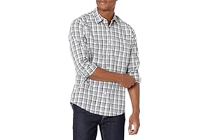 Amazon Essentials Camisa Informal de Popelina con Manga Larga y Corte Recto Hombre