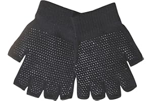5STARWAREHOUSE Youths Black Super Soft Magic Gripper Fingerless Thermal Winter Gloves