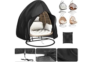 ONEANU Double Egg Chair Cover, 420D Oxford Egg Chair Covers Waterproof Heavy Duty, 2 Seat Patio Hanging Egg Chair Cover with Zipper, Garden Outdoor Egg Swing Chair Cover, Large Cover for Egg Chair 230x200cm