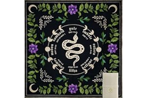 Knana Tarot Altar Cloth Mat - Silk for Reading - Witchcraft Accessories - Tarot Card Bag (Black Snake)