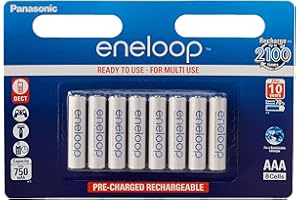 Panasonic eneloop, batteria NiMH pronta all'uso, AAA ministilo, confezione da 8 pile, min. 750 mAh, 2100 cicli di carica, potenza forte e bassa autoscarica, batteria accumulatore ricaricabile