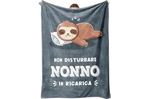 NIYEWSOR Regalo Coperta Bradipo per Nonno Festa del Papà Natale, Idee Regalo Nonno, 130 x 150cm