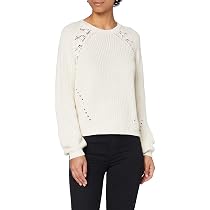 ONLY Damen Pullover Onlmaga Life – Langarm, Mit Spitzendetails, 50% Baumwolle, 50% Polyacryl