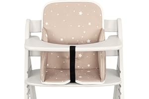 TOTSY BABY Copri seggiolone pappa universale - copriseggiolone bambino e bambina cuscino imbottitura riduttore per Hauck e Stokke sedia con un rivestimento impermeabile stabile Beige con stelle bianche