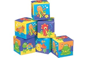 Playgro Cubes Souples pour le Bain, 6 Pièces, Avec des Animaux Multicolores, À partir de 6 Mois, Dimensions : 7 x 7cm, Multicolore, 40093
