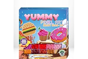 Splat Planet Yummy Food Themed Pixel Art Melty Bead kit Fuse Beads for Kids Craft Art kit (Yummy)