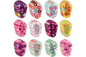 BOXOB 60szt Kolorowe Plastry Oczy dla Dzieci, Włóknina Jednorazowe Oddychające Zabawne Wzory Samoprzylepne Opaski na Oczy dla Dzieci Dziewcząt Chłopców Leniwych Oczu i Blokujące Światło (12 Stylów)