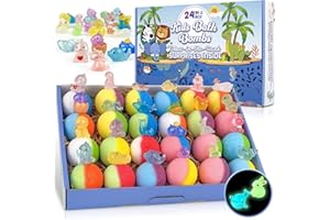 LEOCE Badebomben für Kinder, 24 Stück Badebomben mit Glanz in der dunklen Überraschung im Inneren, bunter Blasenbad Fizz für Kinder, perfekter Geburtstag, Kindertag für Jungen und Mä