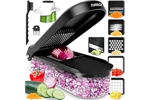 Vegetable Chopper Vegetable Slicer Mandolin Vegetable Slicer - Vegetable & Onion Salad Food Processor Manual - Potato Chopper Vegetable Chopper Dice Cutter - Kitchen Utensil Gadgets (Compact 6-in-1 Black )