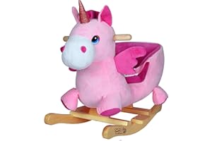 DEUBA Spielwerk® Rocking Animal Plush Swing For Children Kids & Babies | Rocking Toy Chair With Musical Sounds | Balance Training Seat Belt Soft and Cute for Boys and Girls | Pink Unicorn