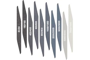 Honoson 10 Stück Polieren Schleifstäbe für Kunststoff Modelle Verschiedene Körnungen Schleifstäbe Handwerk Polierstab Metall Holz Schleifpapier Werkzeug(Niedrige Körnung,Doppelwinkelform)